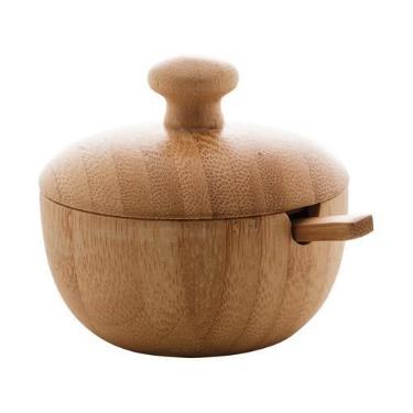 Imagem de MINI ACUCAREIRO C/COLHER DE BAMBU VERONA 8x7,5cm - LYOR