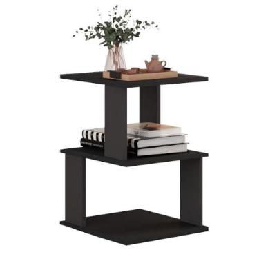 Imagem de Mesa Lateral E Canto De Sofá Mesinha Apoio Aparador Sala (Preto)
