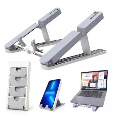 Imagem de Suporte para Notebook Kit 2 em 1 Ajustável Ergonômico com Base para Celular Branco