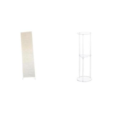 Imagem de Whtkoph Abajur de Papel para Luminária de Chão de Sala de Estar com Mesa Lateral de Acrílico Transparente para Luminária de Chão Pequena E Fácil Montagem.