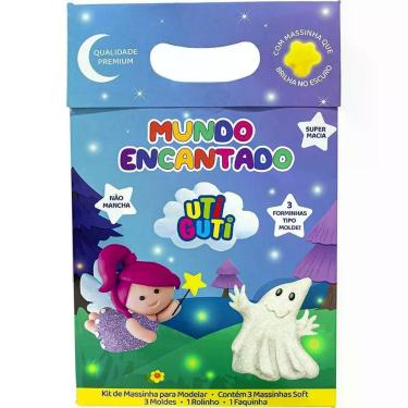 Imagem de Kit Massa para Modelar Mundo Encantado 5 Peças com Moldes 3D Brilha no Escuro e Glitter Make+