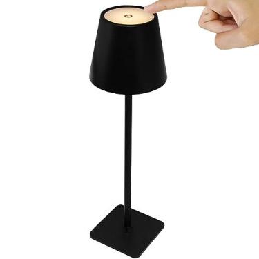 Imagem de Luminária Abajur de Mesa Led Touch Dimerizável sem Fio Portátil Recarregável Lâmpada 3 Toque Branco Quente Neutro Frio Metal Preto