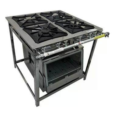 Imagem de Fogão Industrial 4 Bocas Com Forno Inox Baixa Pressão Trabor Kenok