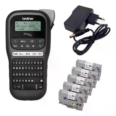 Imagem de Rotulador Pt-h110bk Preto + 05 Fita Tze-231 X-full + Fonte - Brother