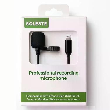 Imagem de Microfone de Lapela Digital Soleste com Conector iOS Cabo Longo de 3m