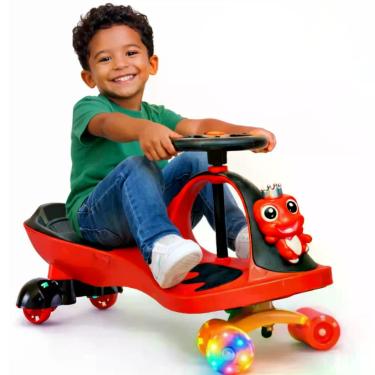 Imagem de Carrinho de Rolimã Infantil Super Car Gira 360 graus Rodas com LED Suporta 100KG Vermelho e Preto OEM