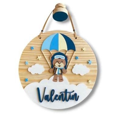 Imagem de Porta Maternidade - Flâmula Urso Aviador Paraquedista