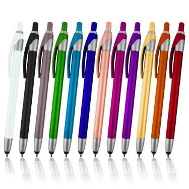 Imagem de Caneta Stylus para telas sensíveis ao toque com caneta esferográfica, para dispositivos de tela sensível ao toque universal, para telefones, iPads, tablets, iPhone, Samsung Galaxy etc. Cores sortidas
