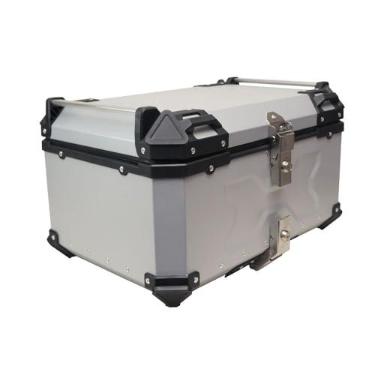 Imagem de Bau De Moto Traseiro 60l Universal Aluminio 2 Capacetes Prata