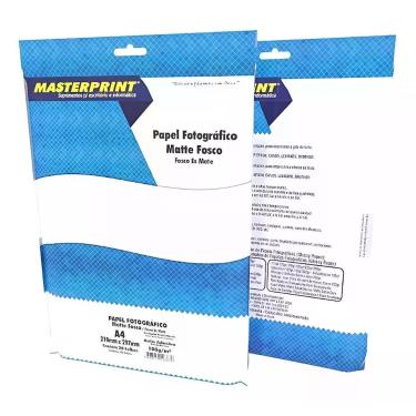 Imagem de Papel Fotográfico 108g Adesivo Matte Fosco Masterprint C/20 Branco - S