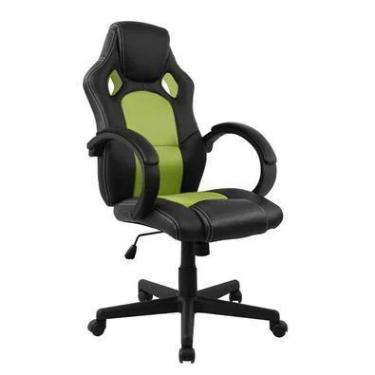 Imagem de Cadeira Presidente Gamer Pelegrin, Até 120KG, Couro Pu, Mecanismo Relax, Preta e Verde - PEL-3002