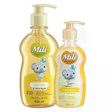 Imagem de Kit Shampoo 400ml e Condicionador 200ml Bebê Mili Love Care Talco Suav