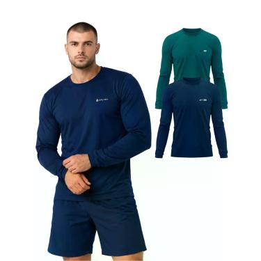 Imagem de Kit Com 2 Camisetas Manga Longa Com Proteção Uv Masculina - Rcv Store,