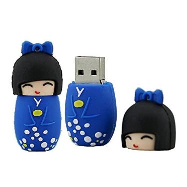 Imagem de OneSquareCore 64 GB quimono japonês forma da rapariga unidades flash USB pen drive memória flash stick pen drives USB flash drive drive USB (azul)