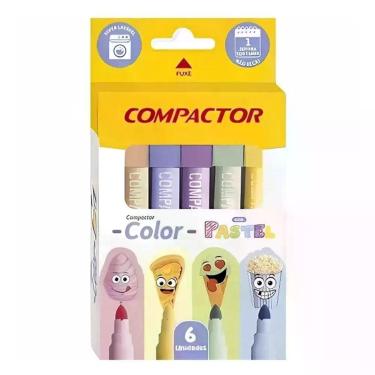 Imagem de Canetinha Hidrográfica Color Pastel 164031 6 Cores - Compactor