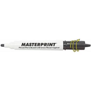 Imagem de Pincel Para Quadro Branco, Masterprint, 619, Preto, Recarregavel, Caixa com 12
