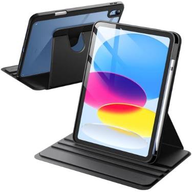Imagem de JETech Capa Protetora Giratória para iPad (A16) 11.ª/10.ª Gen, Preto | Para 2025/2022 Modelo, Suporte com Rotação 360°, Design com Traseira Transparente, Porta-Pencil