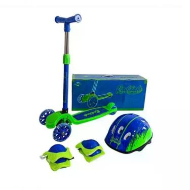 Imagem de Patinete Sport Verde Azul + Kit Proteção