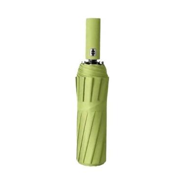 Imagem de Guarda-chuvas dobráveis de gel preto elegante e forte 12 costelas para maior estabilidade adequado para atividades ao ar livre guarda-chuvas de sol, Matcha verde