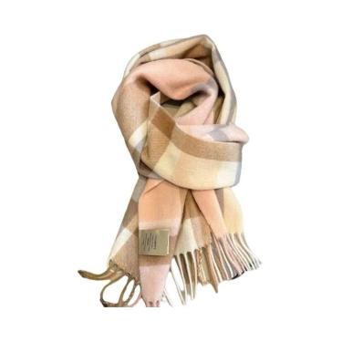 Imagem de Cachecol De Lã Xadrez Vintage Feminino Estilo Preppy Outono Inverno Pa