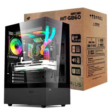 Imagem de Gabinete Gamer C3Tech Aquarius, Frontal e Lateral em Vidro, USB 3.0, P