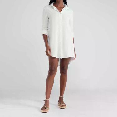 Imagem de Camisao/saida de praia feminino liso she beachwear, Off white