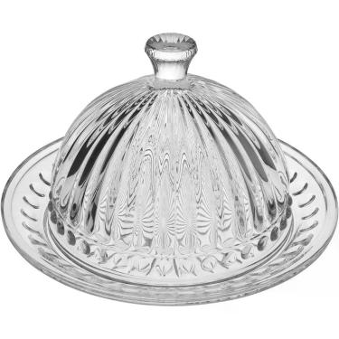 Imagem de Queijeira Home&Co com Tampa em Vidro Transparente para Casa e Cozinha Mesa Posta Utilidades 20CM