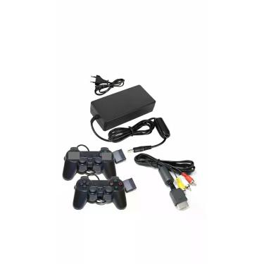 Imagem de Super Kit Ps2 Com Fonte Bivolt + Cabo Rca + 2 Controles Nfe - Congratu