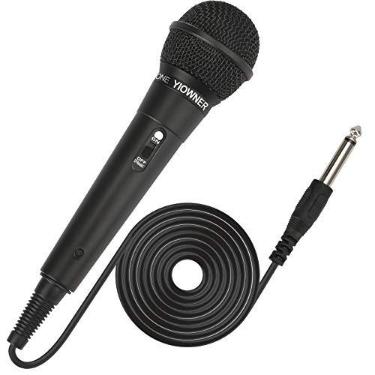 Imagem de YIOWNER Microfone com fio, microfone portátil de karaokê para cantar, karaokê com cabo de 2,5 m, microfone dinâmico vocal para alto-falante, AMP, mixer, DVD