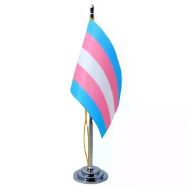 Imagem de Mini Bandeira De Mesa Transgênero Poliéster 15 Cm Mastro