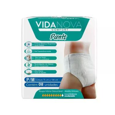 Imagem de Roupa Íntima Adulto Vida Nova Pants P/M com 8 unidades