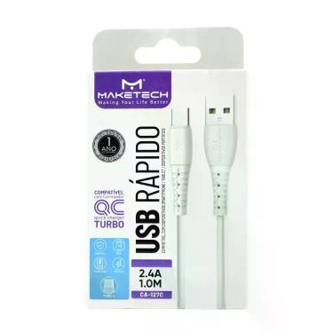 Imagem de Cabo USB Tipo C Maketech CA 127C Branco 2,4A 1 Metro