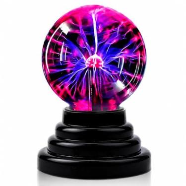 Imagem de Brewish Lâmpada de plasma bola de 7,6 cm sensível ao toque, globo de esfera nebulosa – brinquedo mágico alimentado por USB e bateria, presente para crianças, homens e mulheres para aniversário, Natal,