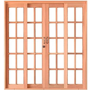 Imagem de Porta de Correr Madeira 4 Folhas 180cmx216cmx12cm Quadriculado Esel Natural