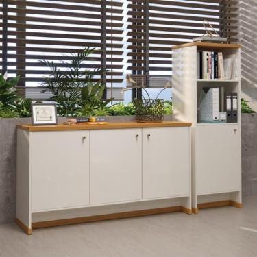 Imagem de VIA NOSSA - Kit Escritório Buffet e Armário Berlin - Vianossa Cor:offwhite/naturale