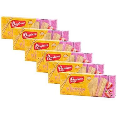 Imagem de Kit 6 Biscoito Wafer Morango Bauducco 140g