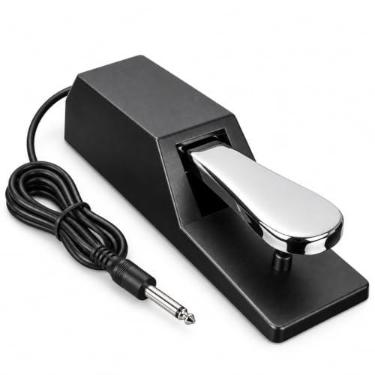 Imagem de Pedal Sustain Universal Bertô Metal Cromado Chave Polaridade Teclado Yamaha Roland