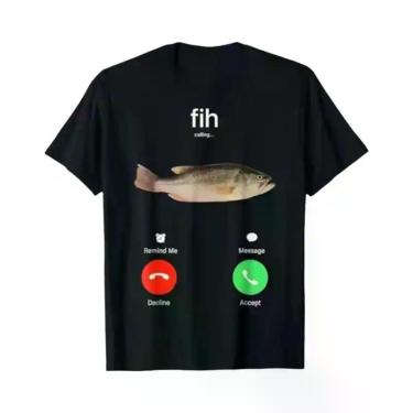 Imagem de Camiseta Divertida De Pescador Com Gráfico: Lembre-me De Atender/Recus