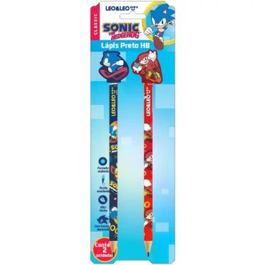 Imagem de Lapis Preto Redondo Decorado Sonic HB C/BORRACHA (S) BL.C/02 - Leonora