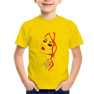 Imagem de Camiseta Infantil Salão De Beleza Maquiagem - Foca na Moda, Amarelo, 4