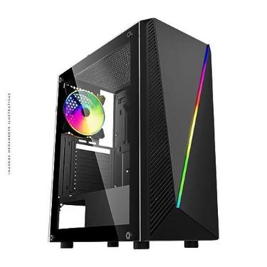 Imagem de Gabinete Gamer K-Mex YAIBA I, ATX, Vidro Temperado, Barra LED RGB, Preto - CG-05AA
