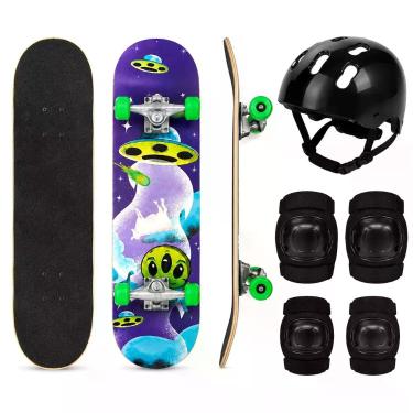 Imagem de Skate Infantil Com Acessórios Shape Holográfico Alienígena Para Inicia
