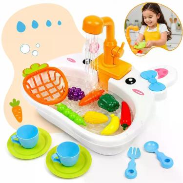 Imagem de Pia De Brinquedo Coelhinho Infantil Cozinha Completa Sai Agua De Verda
