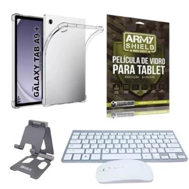 Imagem de Kit Capa AntiShock Para Galaxy Tab A9 Plus 11" + Teclado e Mouse Bluetooth + Suporte + Pelicula de Vidro 3D - ArmyShield