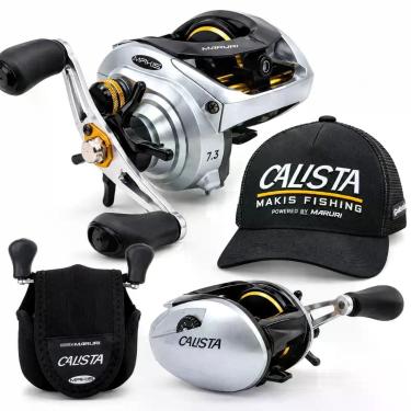 Imagem de Kit Pesca Bone e Capa Proteção Carretilha Calista Drag 15kg Lado da Ma