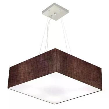 Imagem de Lustre Pendente Quadrado Md-4032 Cúpula Em Tecido 15/50x50cm Café - Bivolt