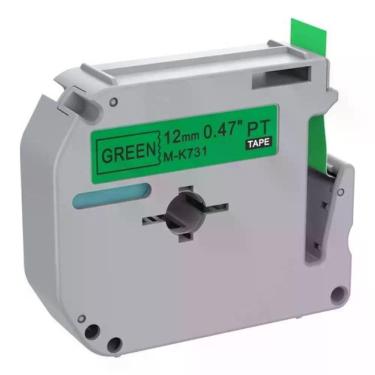 Imagem de Fita para Rotulador Eletrônico MK731 com Impressão em Preto e Fundo Verde 12MMx8M Masterprint