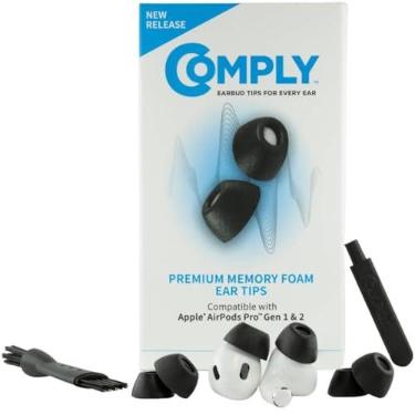 Imagem de Comply Pontas de substituição de espuma viscoelástica para Apple AirPods Pro 1 e 2 | Conforto máximo, ajuste seguro, isolamento de ruído superior | Antiderrapante, evita quedas | Preto, pequeno (3