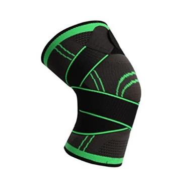 Imagem de Joelheira de Compressão Esportiva Elástica Corrida Bike Futebol com Bandagem Cinza (VERDE, M)