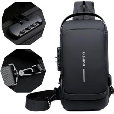 Imagem de Bolsa Masculina Transversal de Couro Tiracolo (Preto)